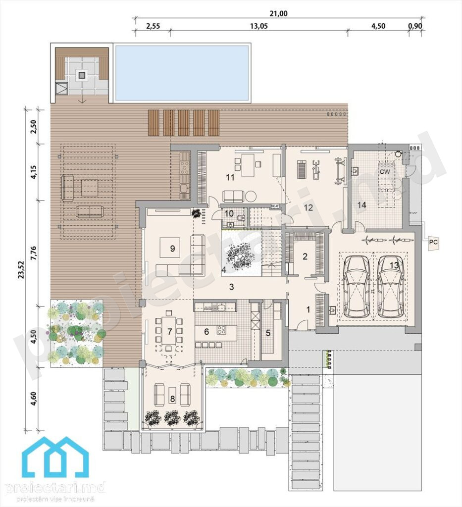 Arhitectură casă high-tech 340m2