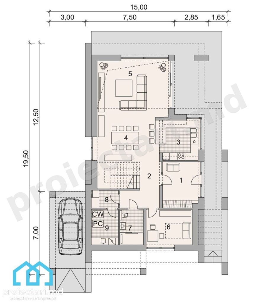 Casă cu mansardă 170m² planuri (2)