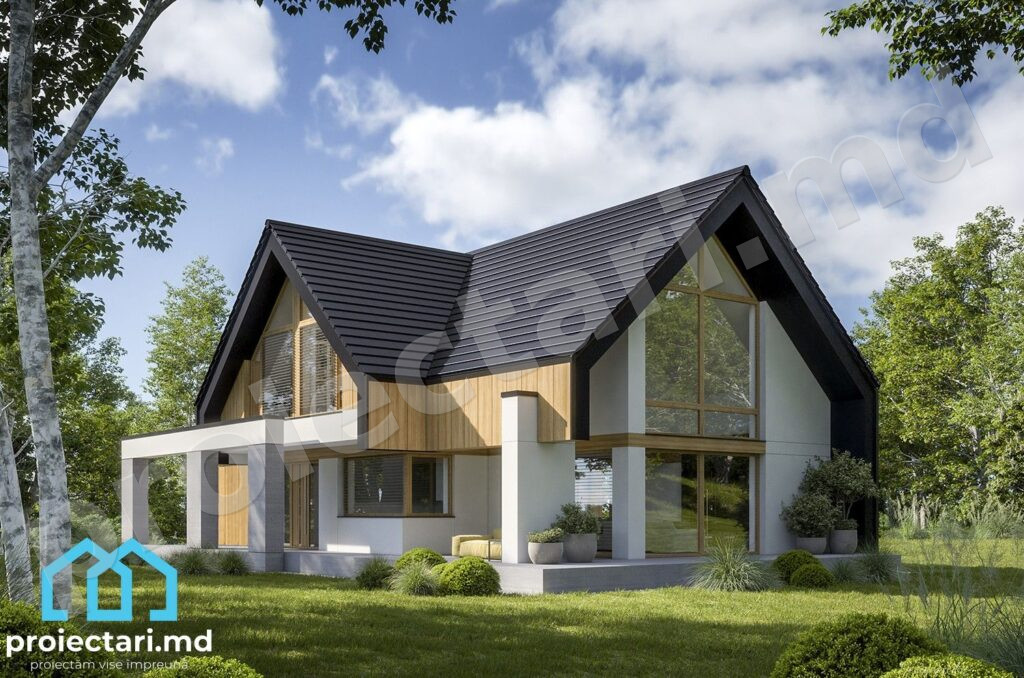 Casă cu mansardă modernă 170m²