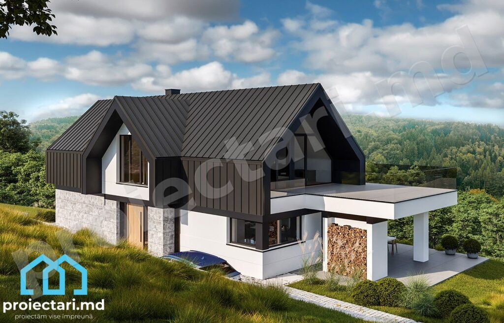 Casă cu mansardă modernă 190m²