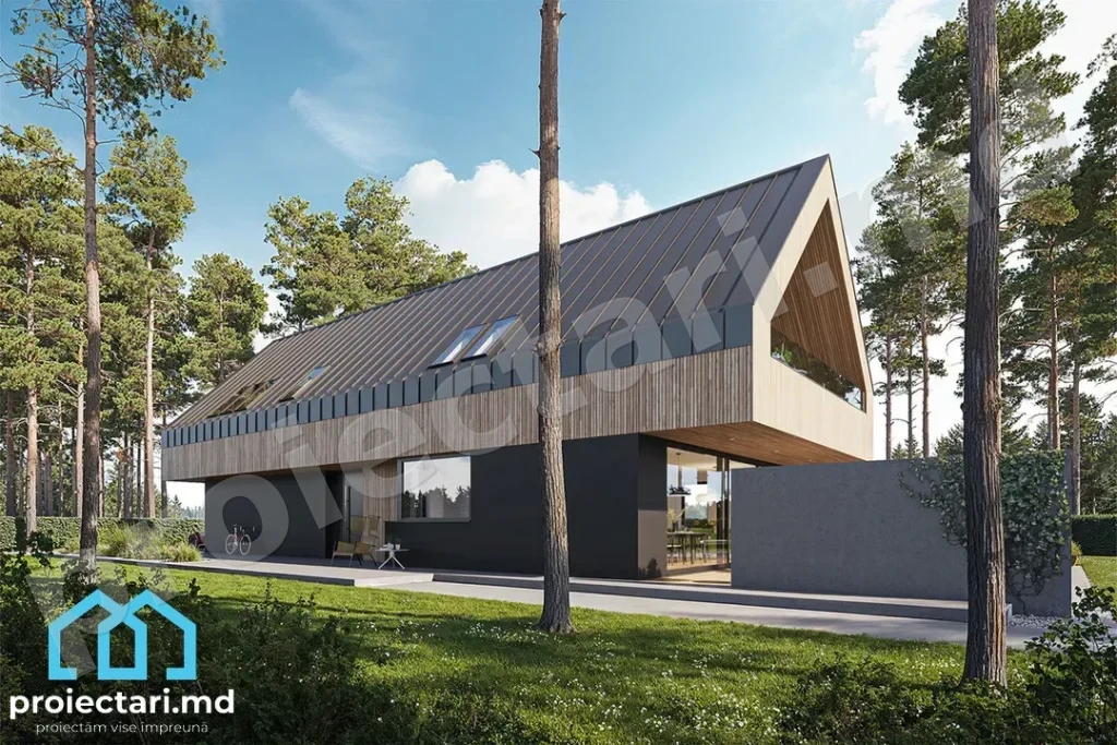 Casă cu mansardă și design modern