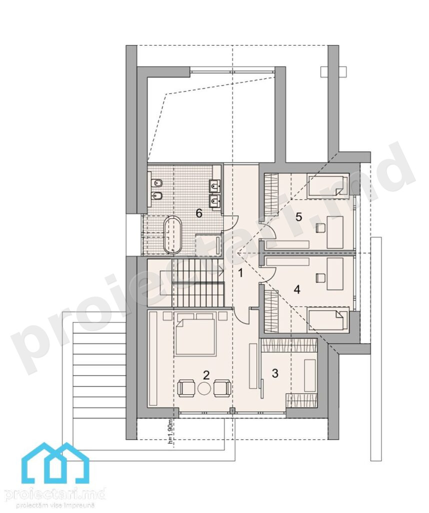 Design casă cu mansardă 170m²