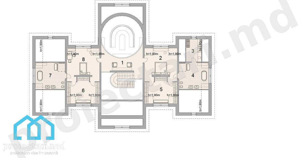 Design casă cu mansardă 440m²
