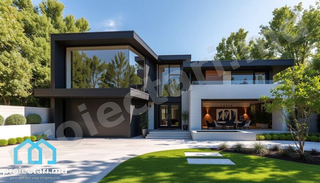Finisaje moderne cu accente metalice Proiecte case cu finisaje exterioare moderne