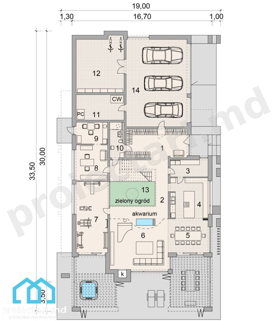 Plan pensiune 500m²