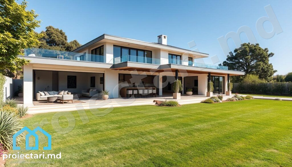 case cu garaj și curte spațioasă Mobilier exterior pentru case elegante