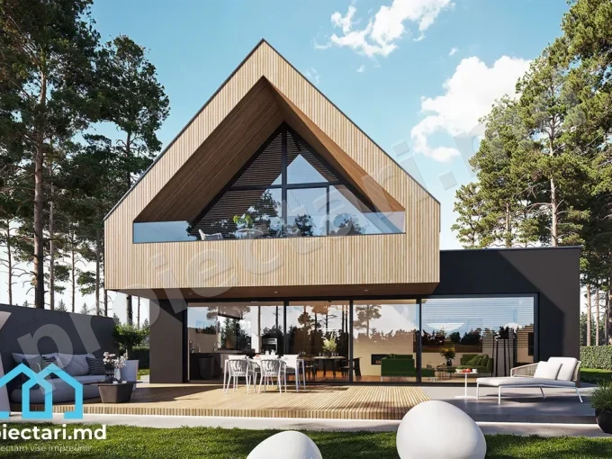 Proiect Casă cu mansardă modernă 190m²