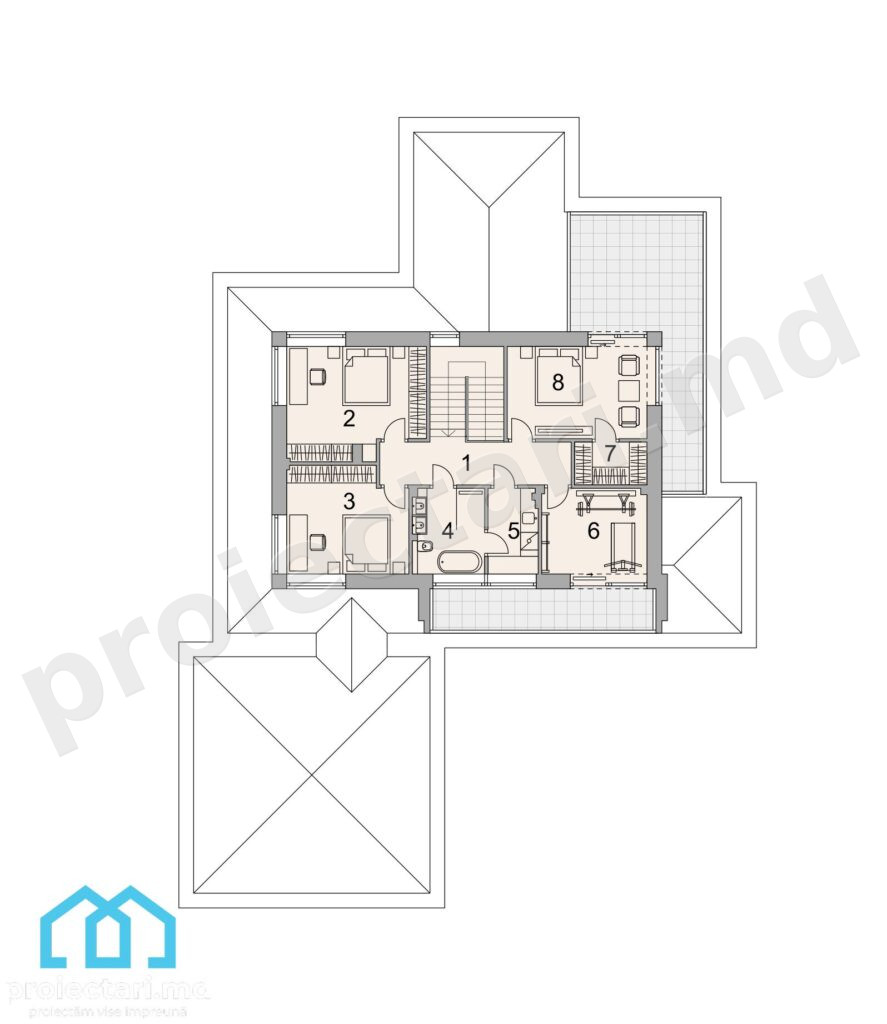 Proiect casă cu etaj și garaj 220m²