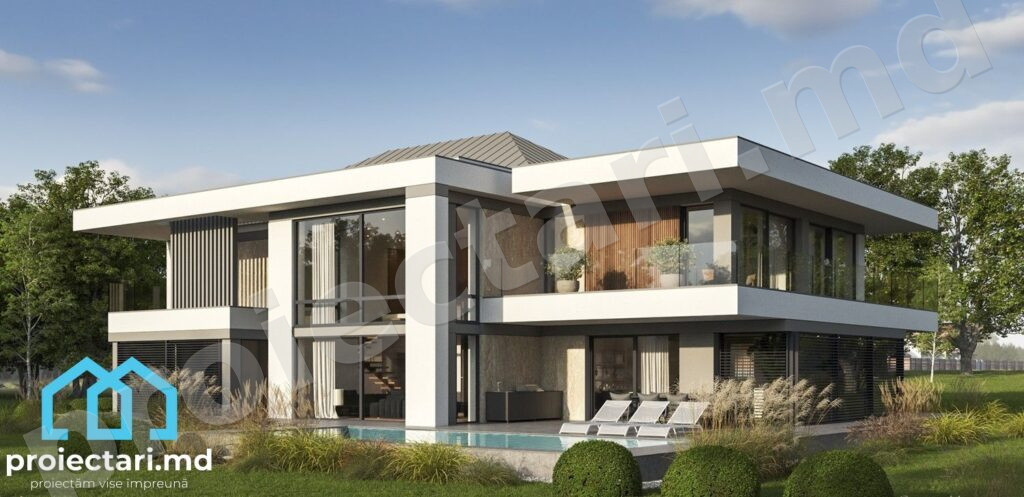 Proiect casă cu etaj și garaj 320m²