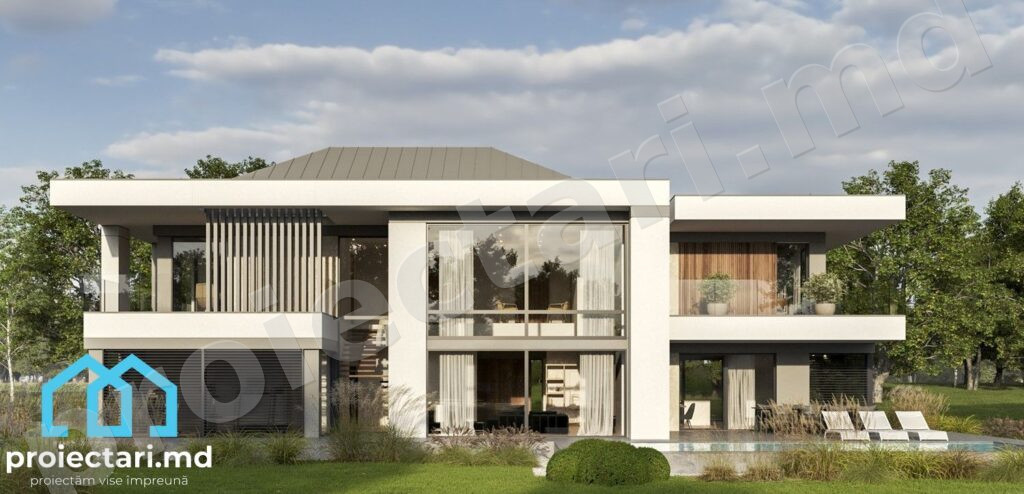 Proiect casă cu etaj și piscină 320m²