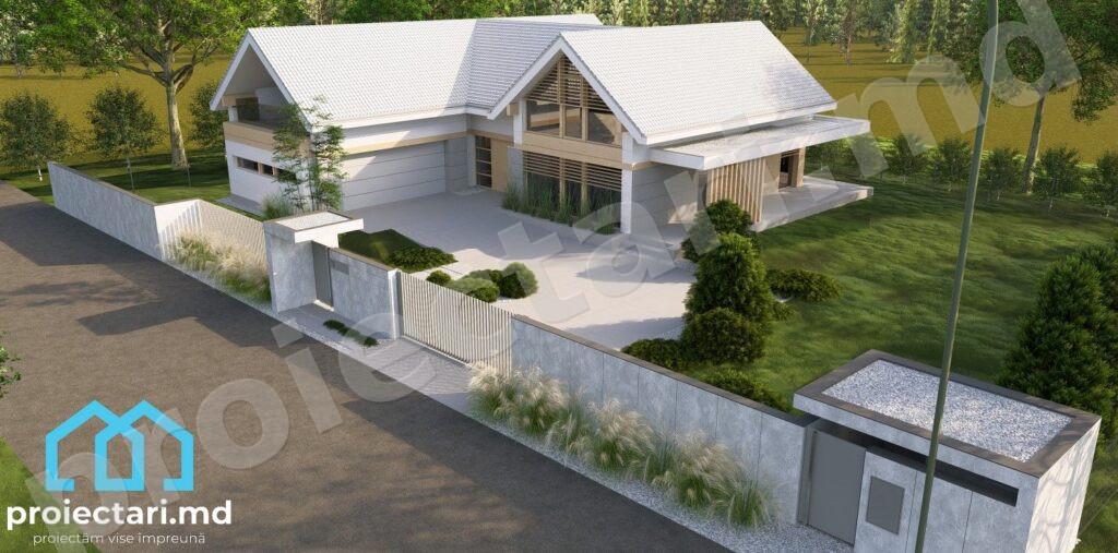 Proiect casa cu mansardă și birou