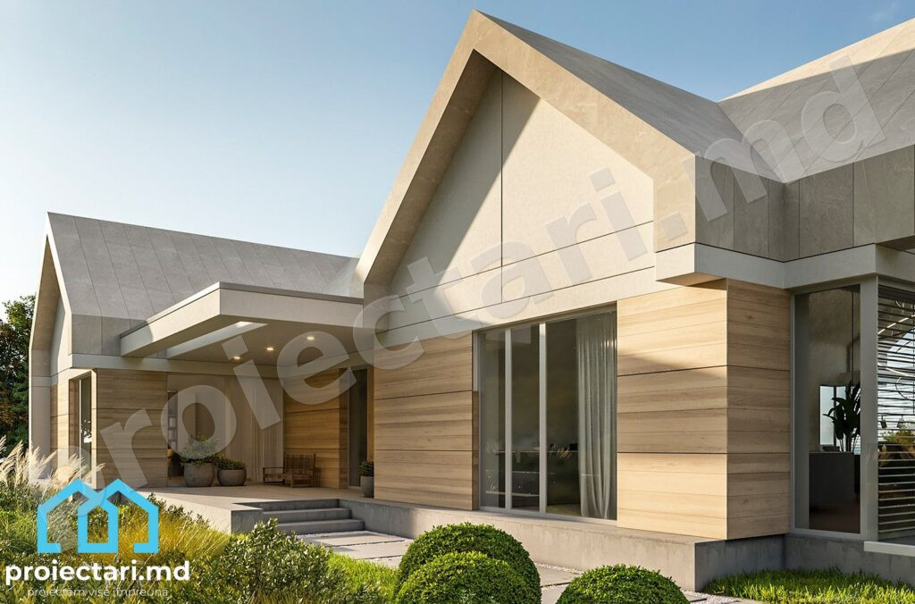 Proiect casă în pantă cu demisol și mansardă 480m²