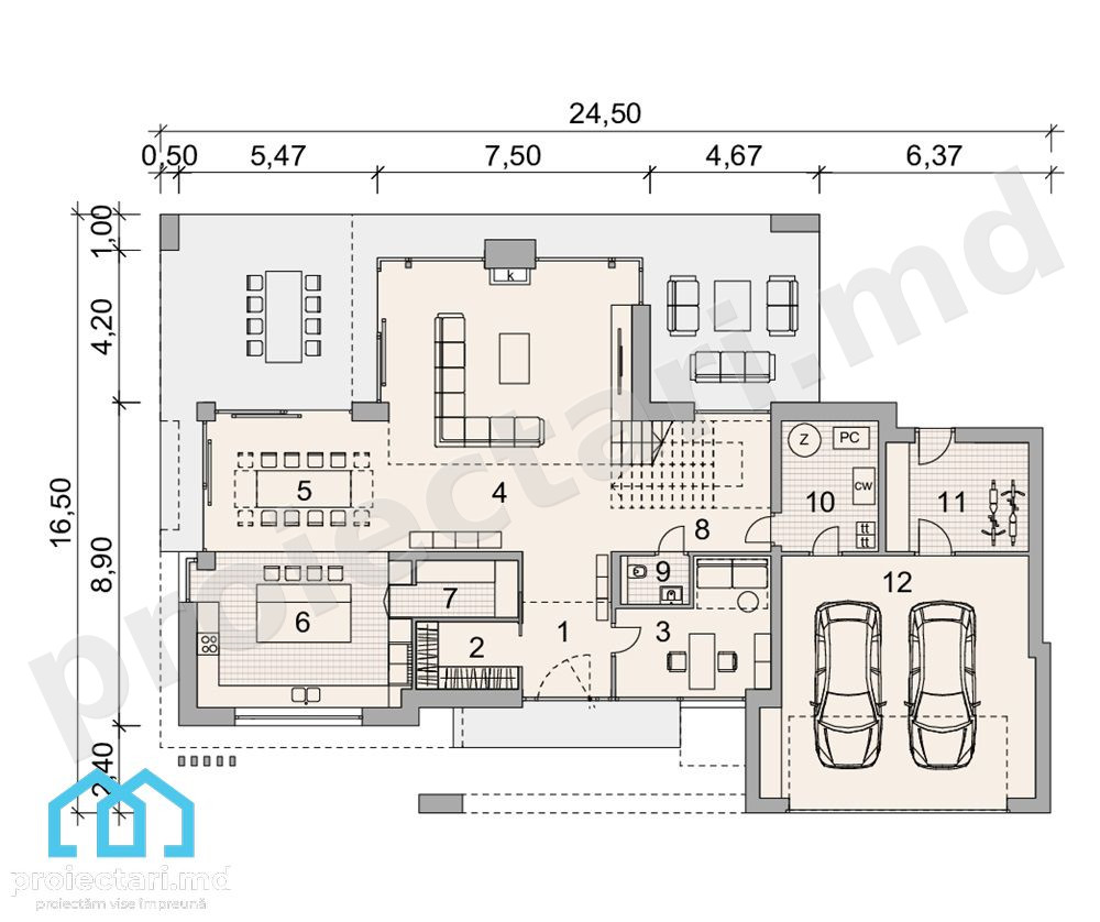 Proiect casă modernă 270m²