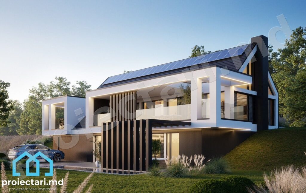 Proiect casă modernă cu garaj 240m²