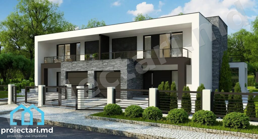 Proiect de Casă duplex cu etaj și garaj