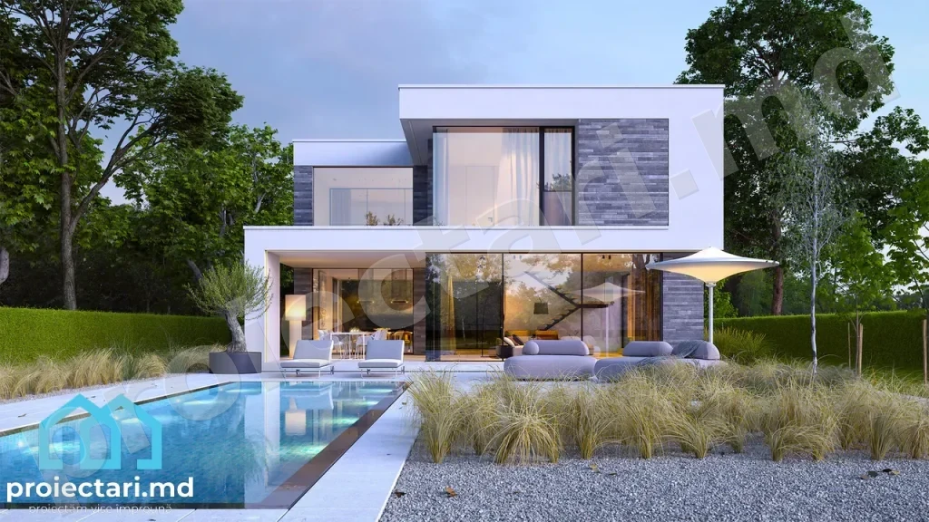 Proiect de casa High-tech cu etaj 270m2