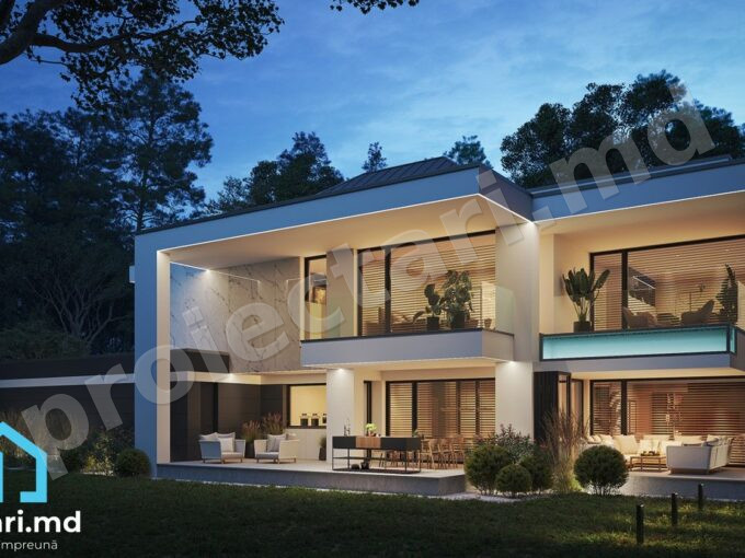 Proiect de casa cu demisol si etaj 250m2