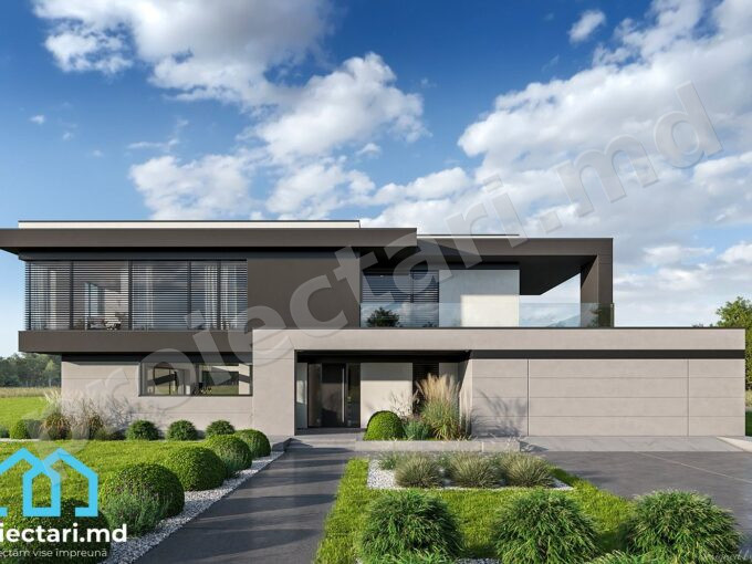 Proiect de casa cu doua nivele high-tech 230m2