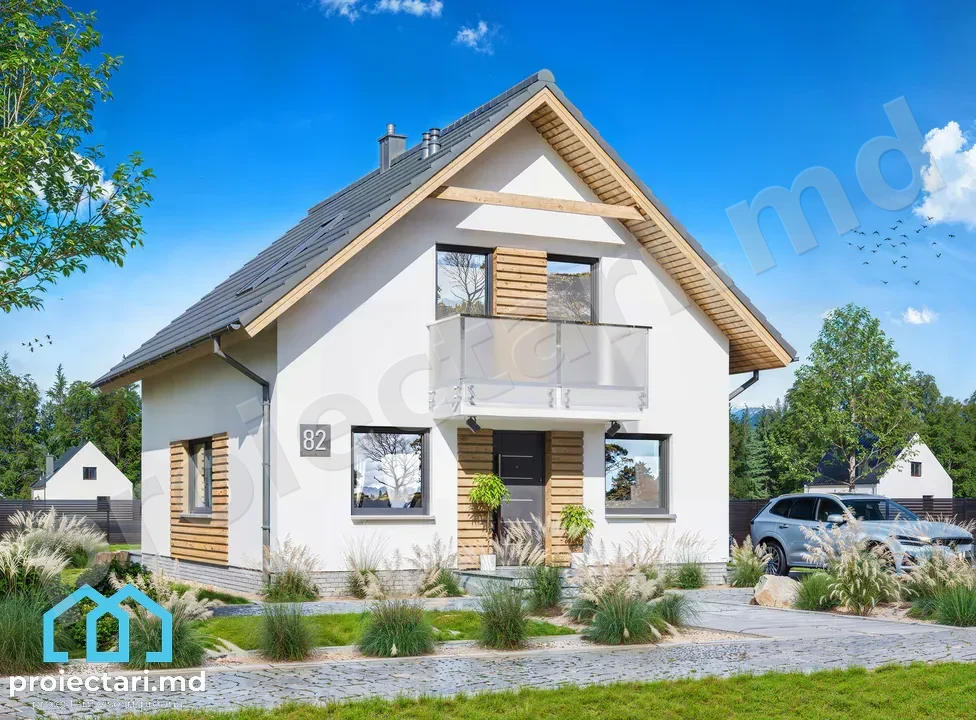 Proiect de casă cu mansardă 110m²