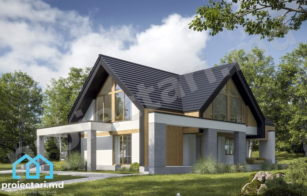 Proiect de casa cu mansarda 170m2