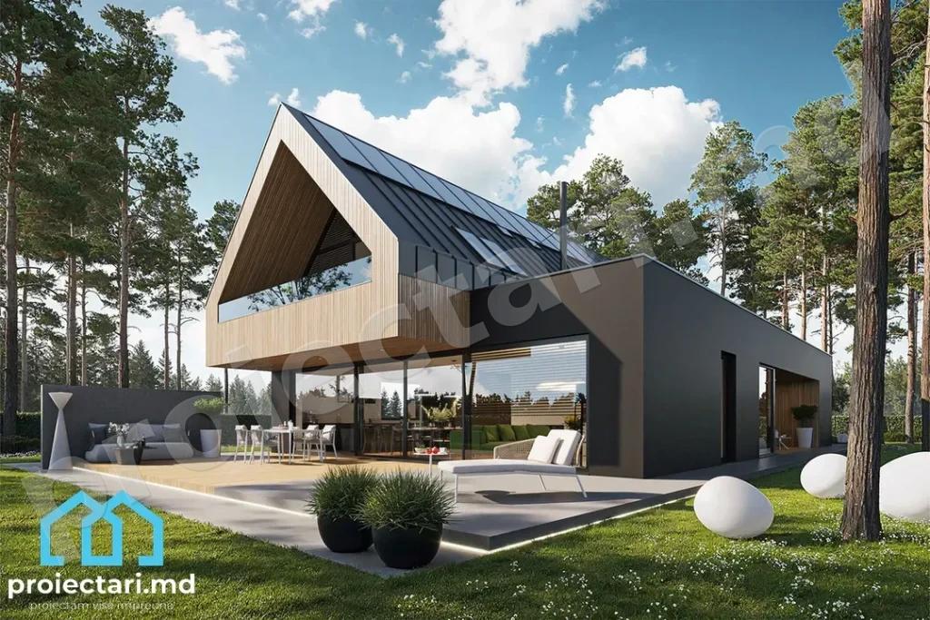 Proiect de casă cu mansardă 190m²