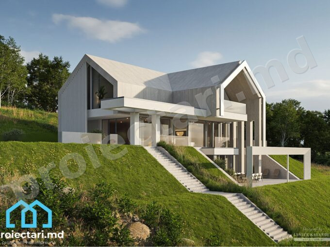 Proiect de casă pe teren înclinat 410 m²