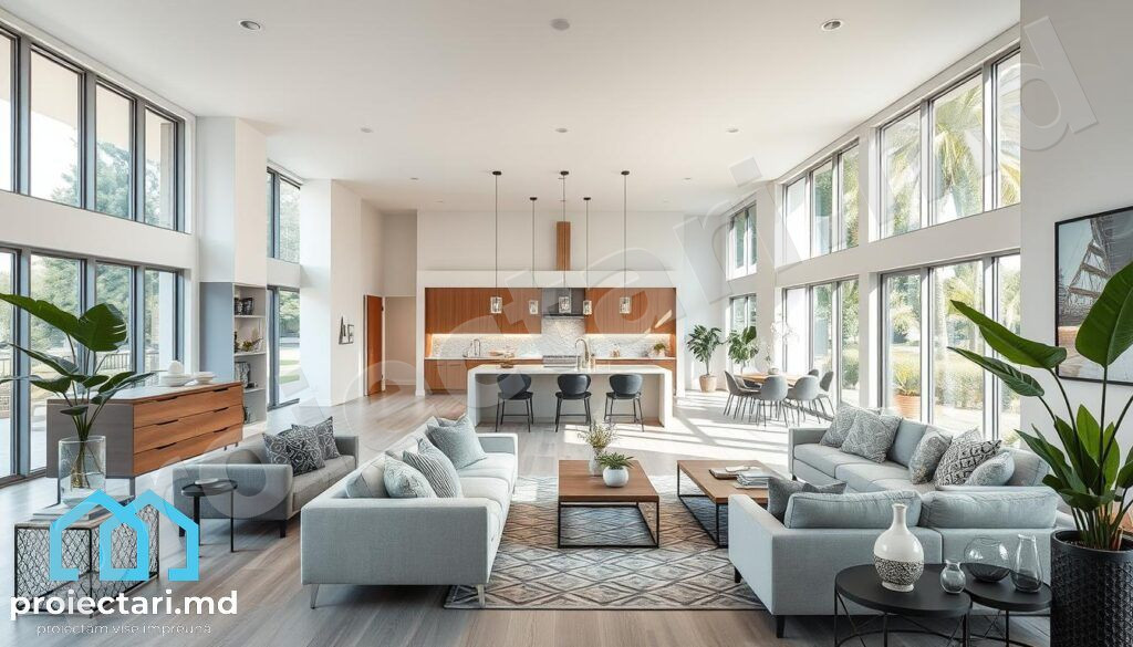 Proiecte case cu living generos Case cu living open-space