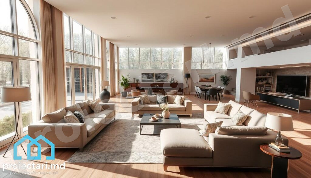 canapele living spațios Proiecte case cu living în plan deschis