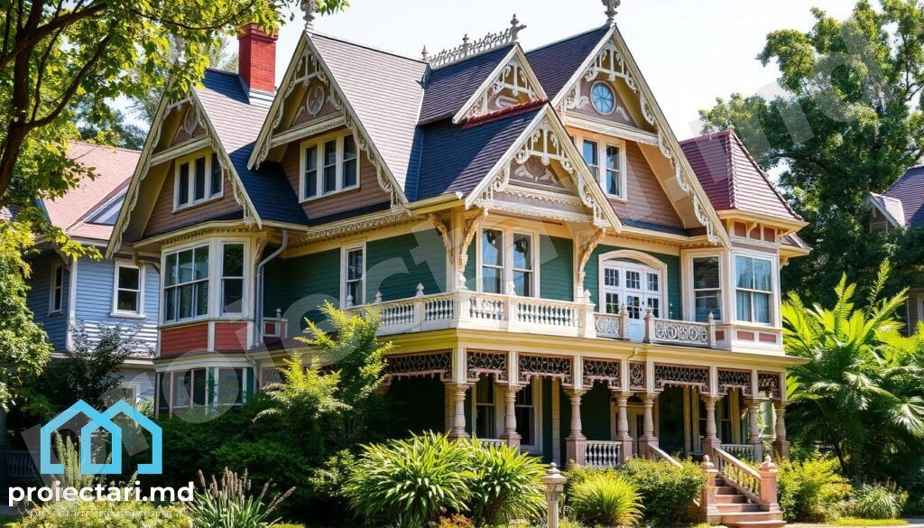 casă victoriană cu acoperiș înclinat casă victoriană cu acoperiș înclinat