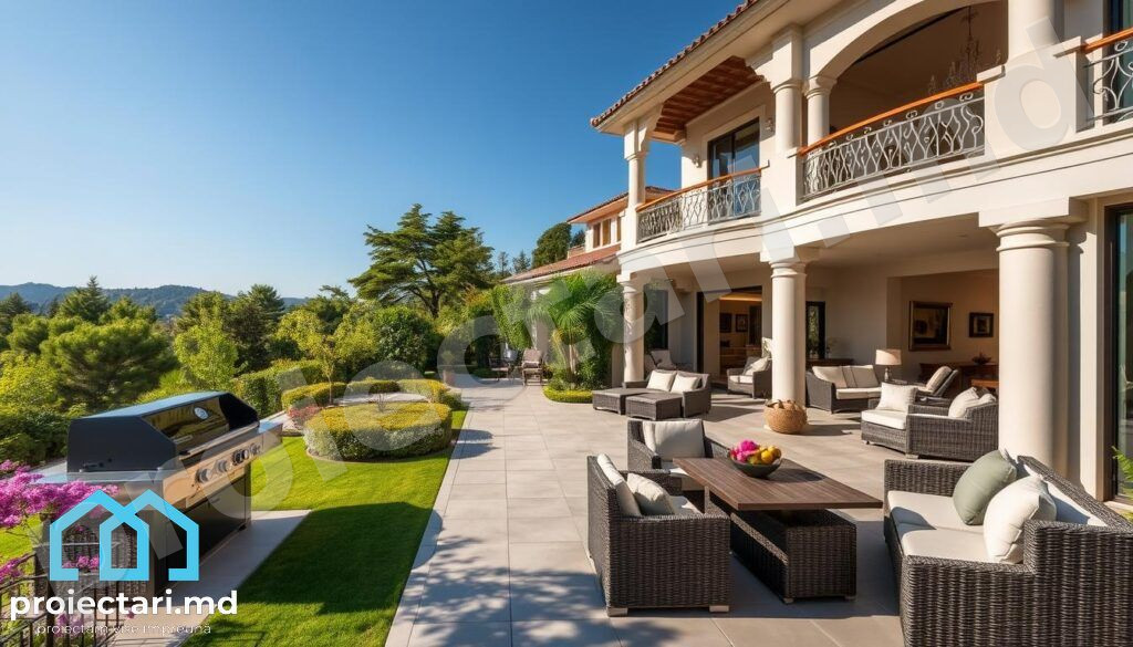 Grădină decorativă în curte mare Arhitectură case cu curte