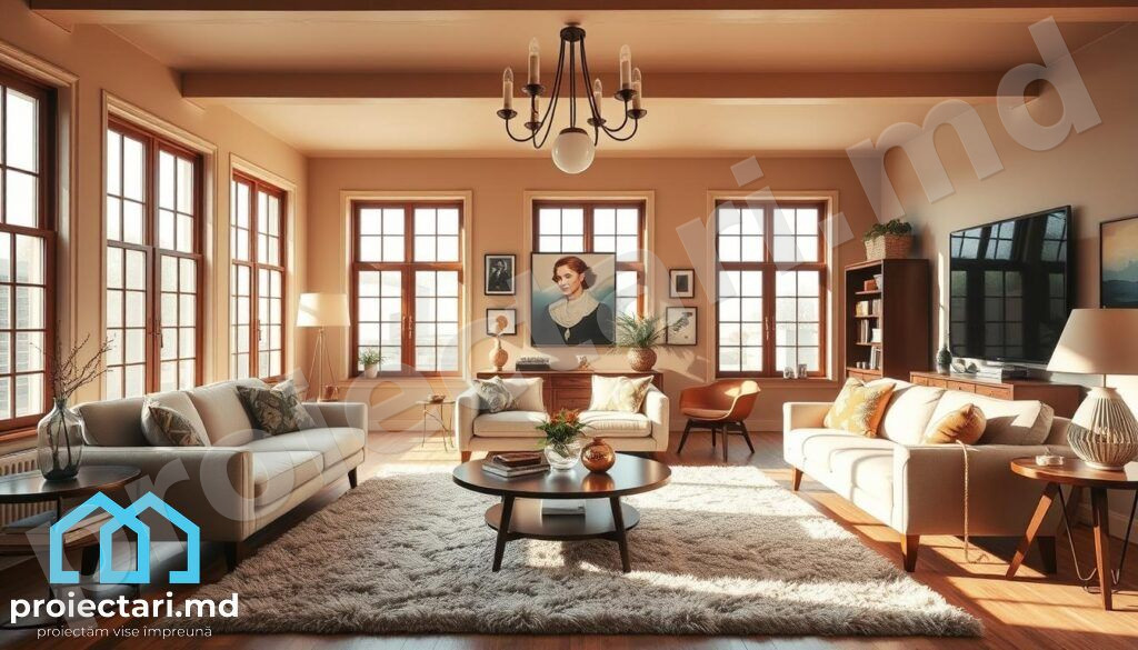 living accente vintage Case cu living dublu ca spațiu