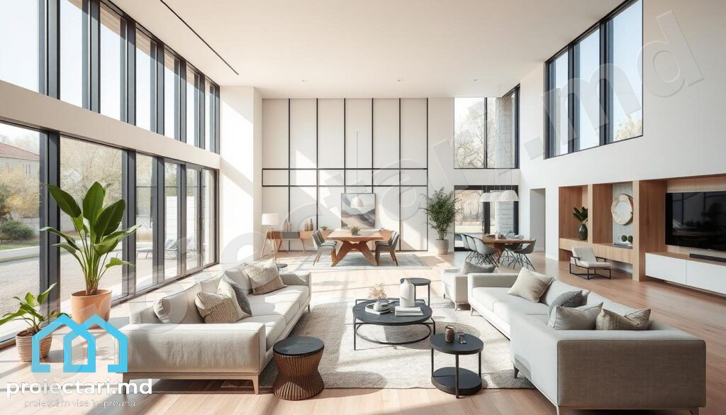 living open-space Case moderne cu living spațios