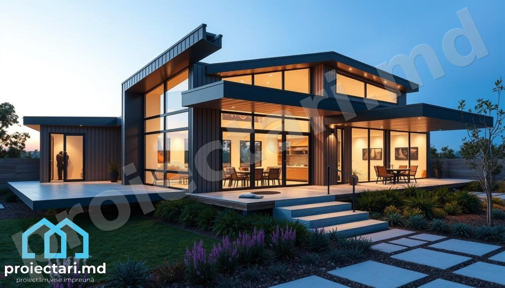 proiecte case metalice cu finisaje moderne Proiecte case pe structură metalică