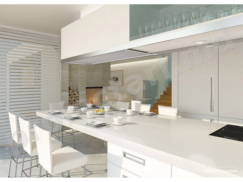 Bucătărie open-space casă 180m² cu insulă