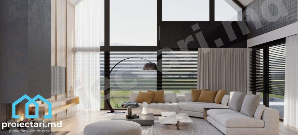 Casă cu mansardă modernă și decor elegant