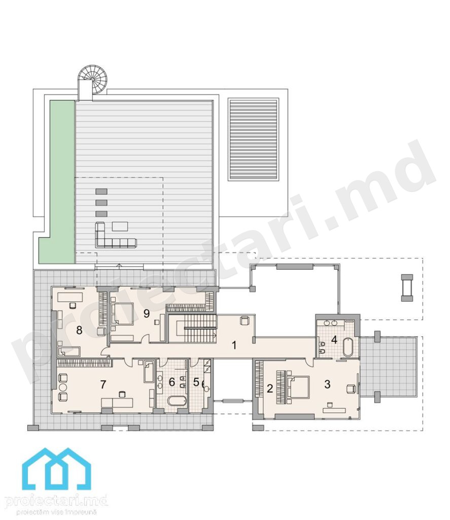 Casă-vilă cu 5 dormitoare 760m²