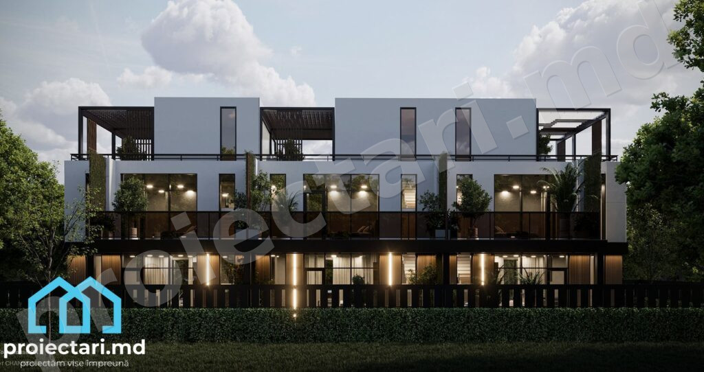 Case townhouse cu fațadă din cărămidă