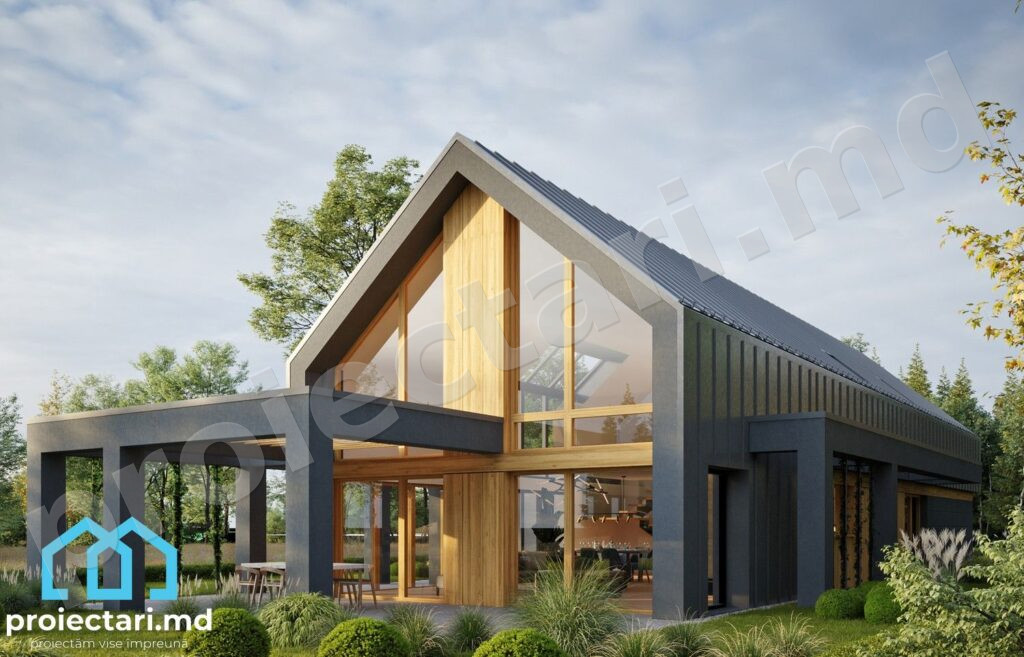 Design casă cu mansardă modernă
