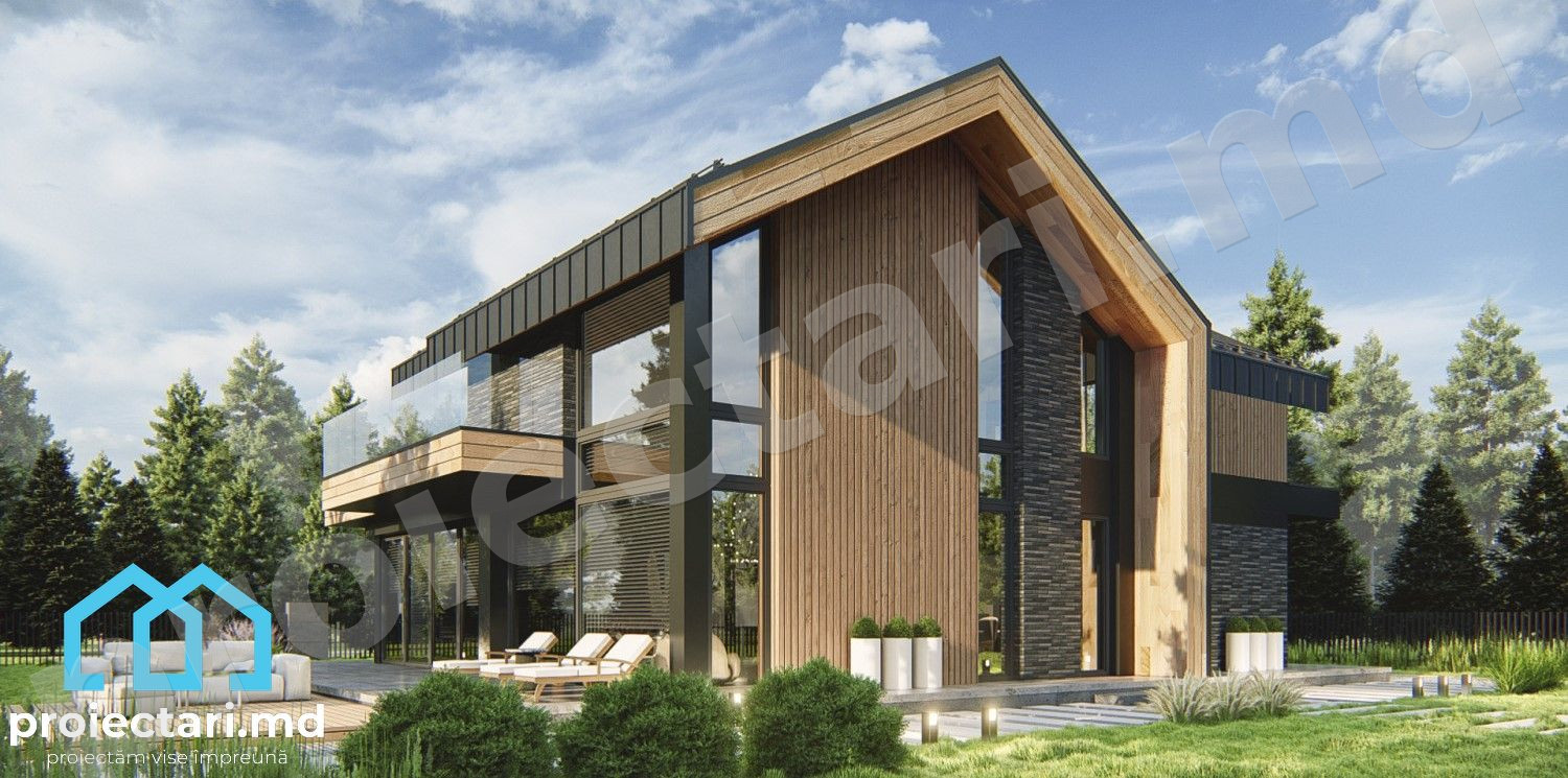 Design casă cu mansardă modernă