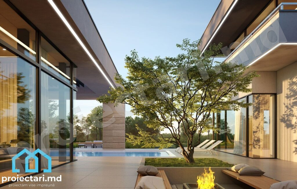 Design casă în formă de C 490m2