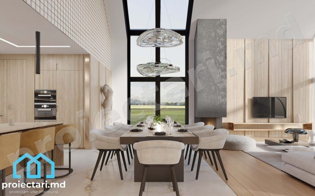 Design interior pentru casă cu mansardă modernă