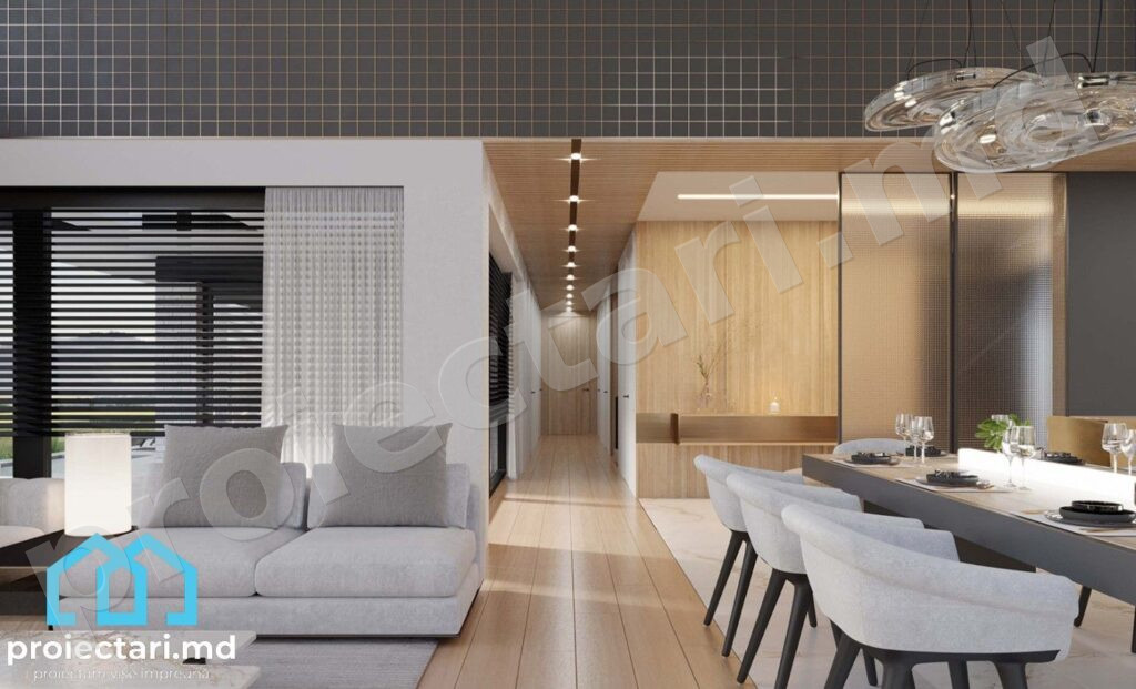 Design modern pentru casă cu mansardă și grădină