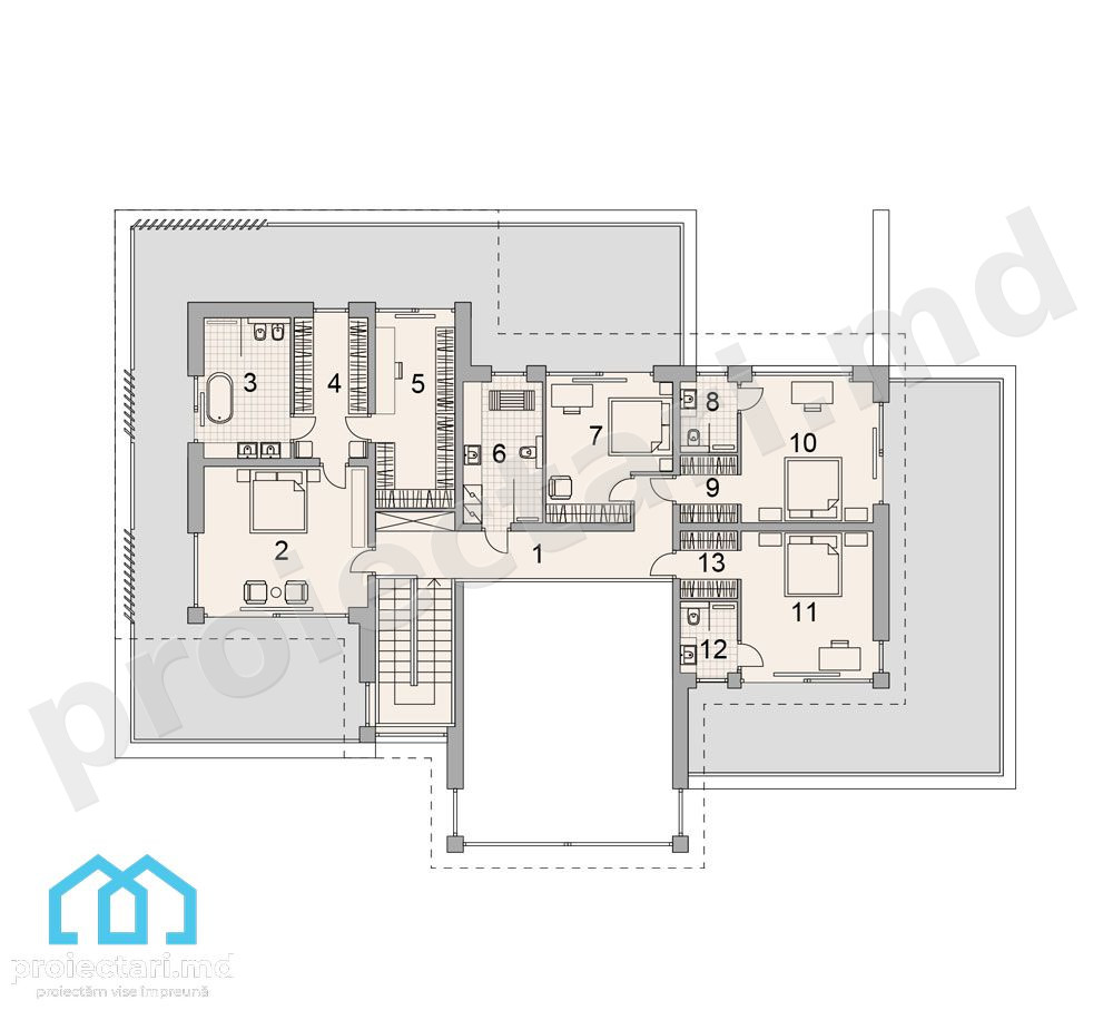 Etaj casă 440m² camere generoase