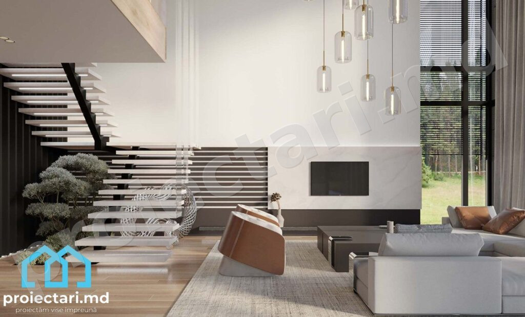 Hol larg etaj vilă 410m² iluminat natural