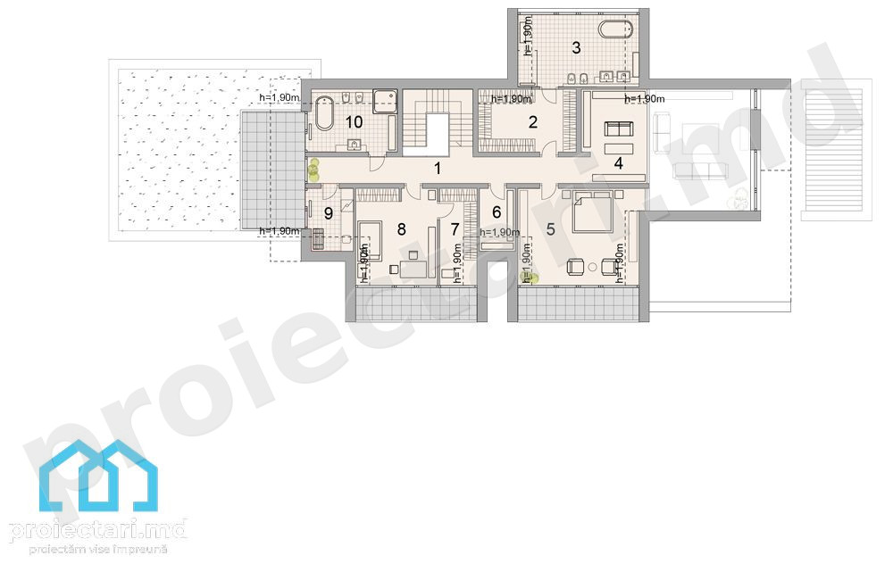 Mansarda casă Barnhouse 380m² organizare