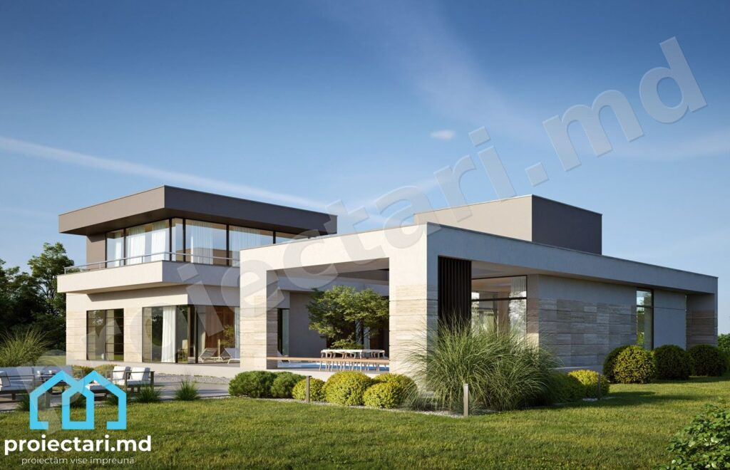 Proiect casă contemporană 490m2