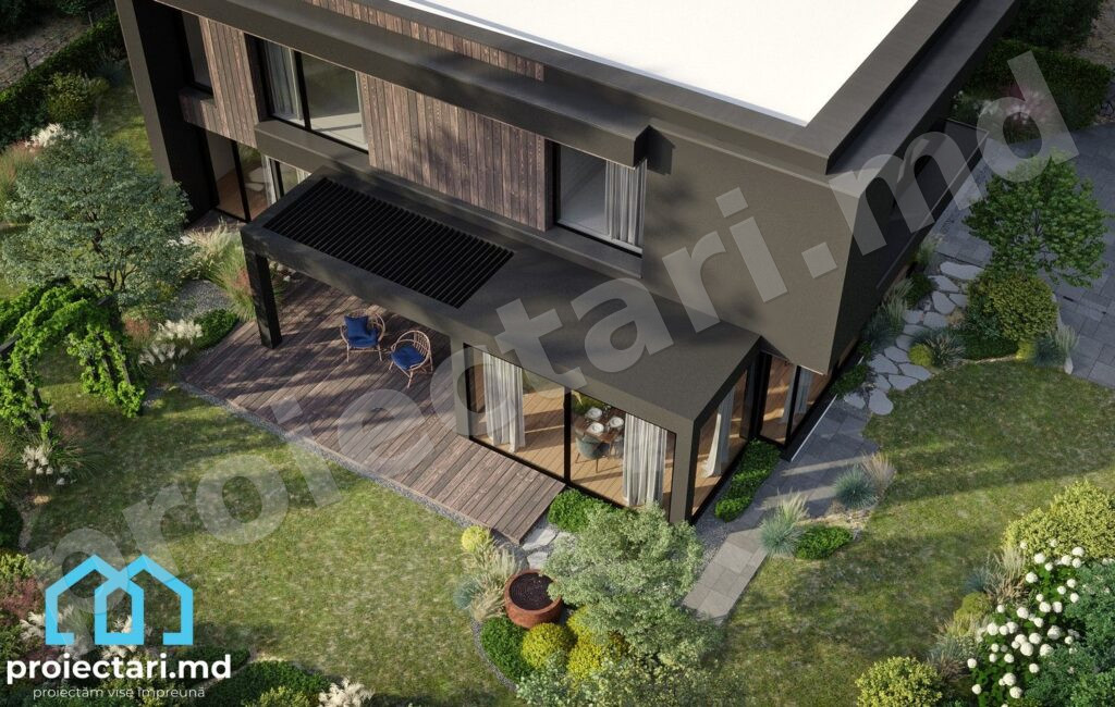 Proiect casă cu etaj high-tech 190m2