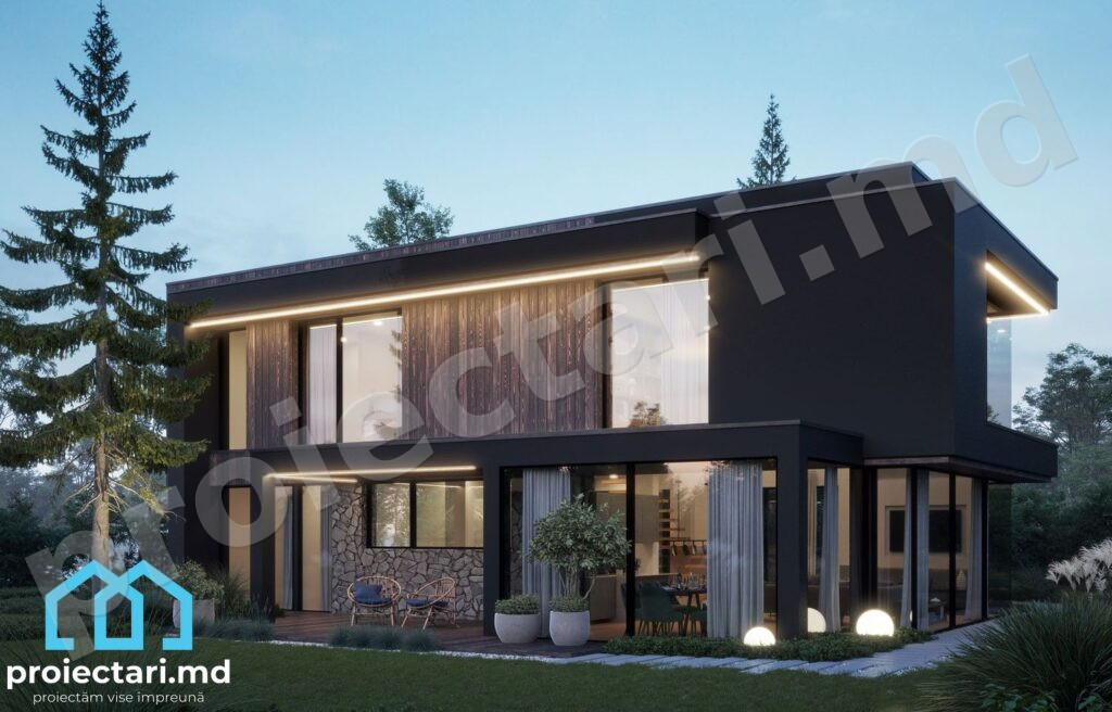 Proiect casă high-tech 190m2