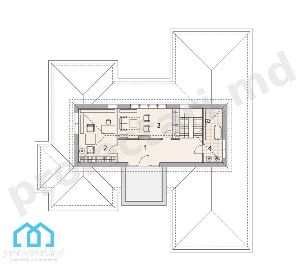Proiect casă modernă cu mansardă 570m²