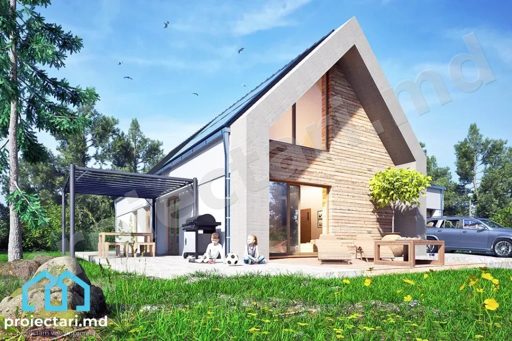 Proiect casă parter 110m2 cu design minimalist
